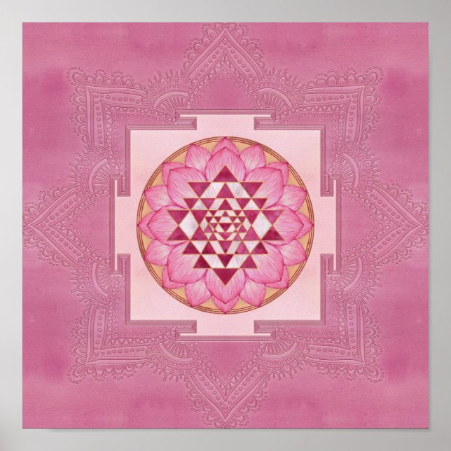Poster Sri Yantra / Sri Chakra au lotus (Devant)