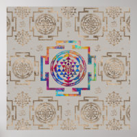 Sri Yantra / Sri Chakra en couleur sur toile