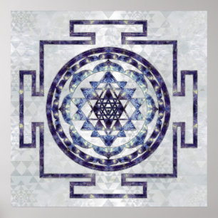 Poster Sri Yantra / Sri Chakra Gemstone et perle