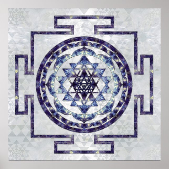 Poster Sri Yantra / Sri Chakra Gemstone et perle (Devant)