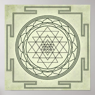 Poster Sri Yantra sur le parchemin