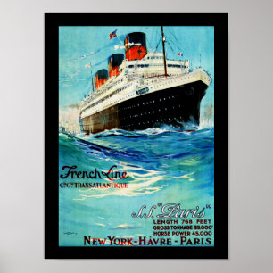 Poster ss Paris ~ French Line