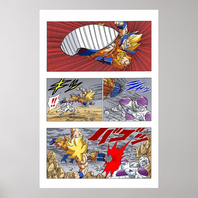 Poster SSJ Goku frappe Frieza (Devant)