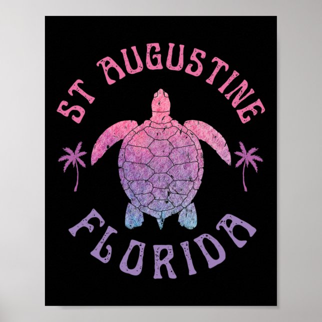 Poster St Augustine Beach Florida Sea Turtle Summer Vacat (Devant)