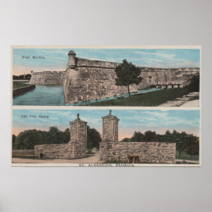 Poster St Augustine, FL - vue de pi Marion et ville