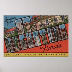 Poster St. Augustine, Floride - Grandes Lettres Scènes 2