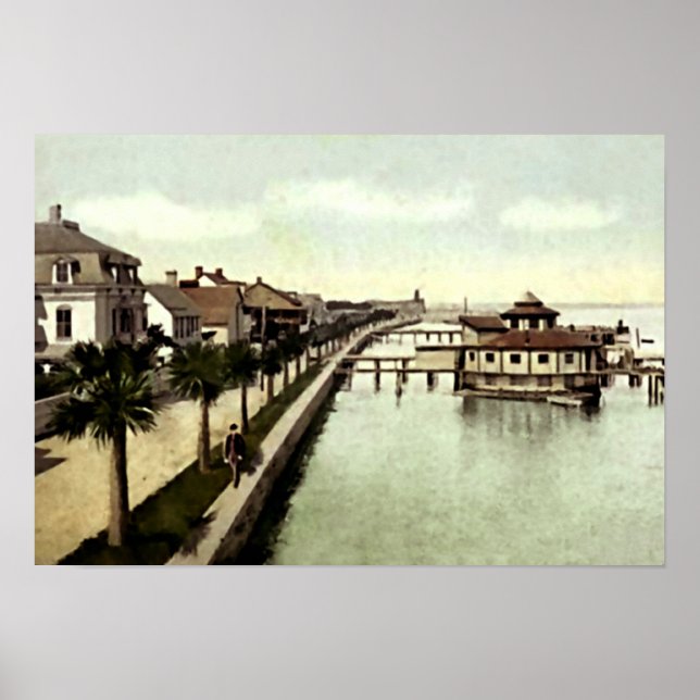 Poster St. Augustine, Floride Mur de mer (Devant)