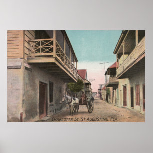 Poster St. Augustine, Floride - Vue de Charlotte St.