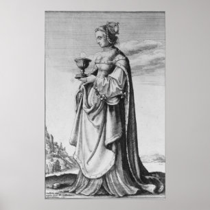 Poster St. Barbara, gravée par Wenceslaus Hollar, 1647