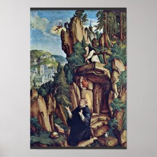 Poster St Benoît dans la prière par Meister Von Meßkirch