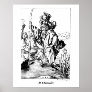 Poster St Christopher Coloriage adulte Art médiéval