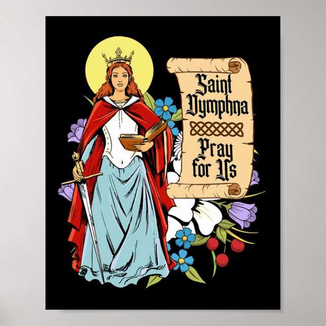 Poster St Dymphna Pureté Lily Patron Saint Santé mentale (Devant)