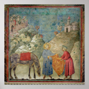 Poster St Francis donne son manteau à un étranger