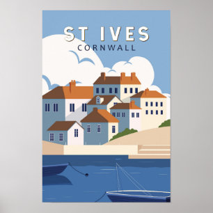 Poster St Ives Cornwall Angleterre Retro Travel Art Vinta