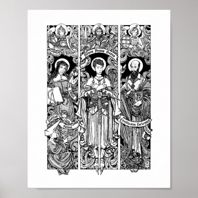 Poster St. Joan avec Sts. Louise et Francis de Sales (Devant)