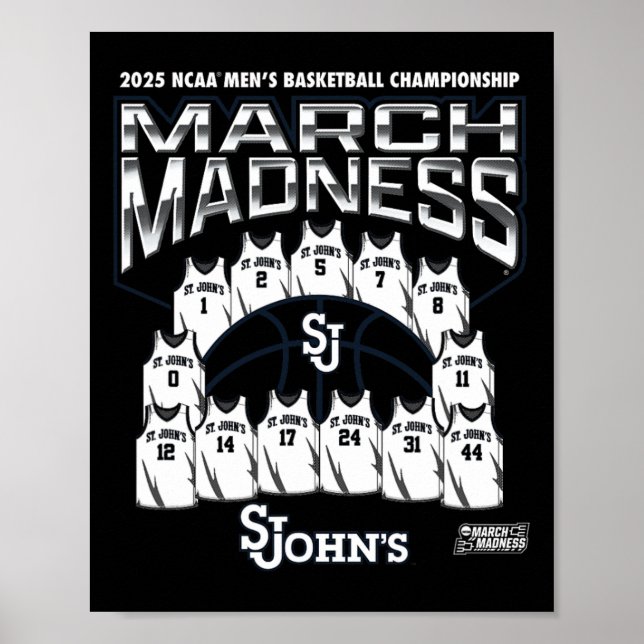 Poster St. John's March Madness 2025 Men's Sketll Nil  (Devant)