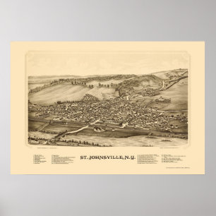 Poster St Johnsville, carte panoramique de NY - 1890