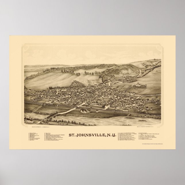 Poster St. Johnsville, NY Carte panoramique - 1890 (Devant)