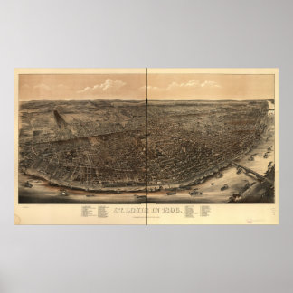 Poster St. Louis Missouri 1896 Carte panoramique antique