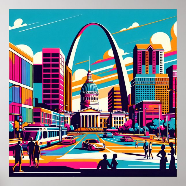 Poster St Louis, Missouri | L'arc de passerelle (Devant)