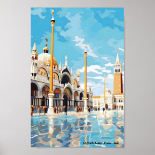 Poster St Marks Carré Venice Italie Vintage voyage