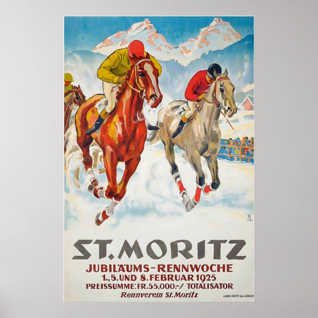 Poster St Moritz Jubiläums-Rennwoche 1925 Switzerland (Devant)
