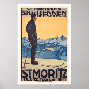 Poster St. Moritz VII Plus grande course de ski en Suisse