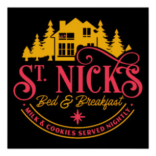 Poster ST-NICKS CHAMBRES D'HÔTE et petit-déjeuner drôle N