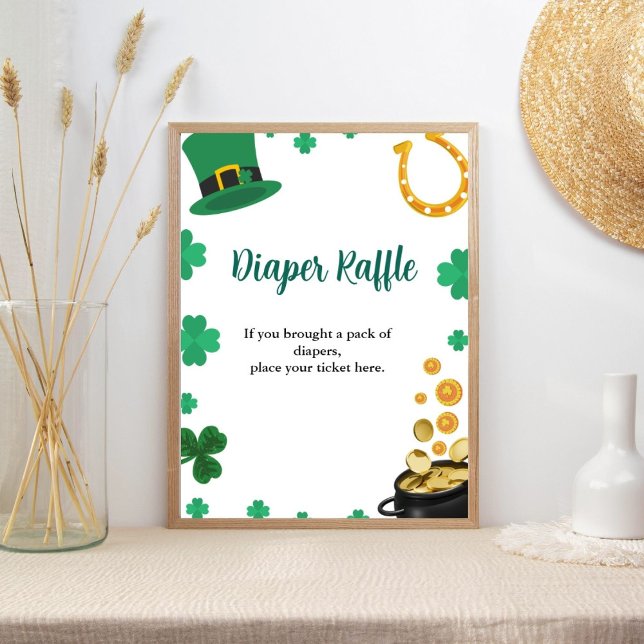 Poster St Patrick Baby shower d'aquarelle tombole (Créateur téléchargé)