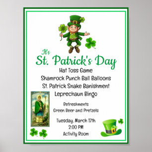 Poster St. Patrick's Day Activité Directeur Parti Aînés