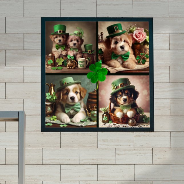 Poster St Patrick's Day Cute Irish Puppies Green Party (St Patrick's Day Cute Irish Puppies Green Party Poster)