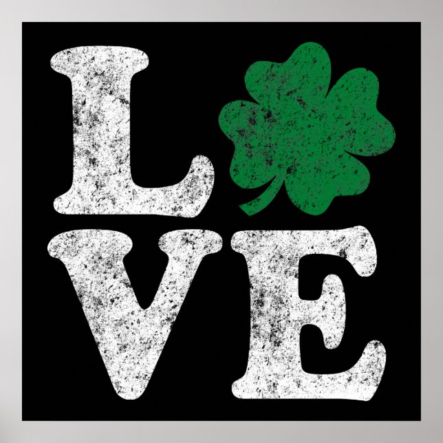 Poster St Patrick's Day LOVE Shamrock irlandais (Devant)