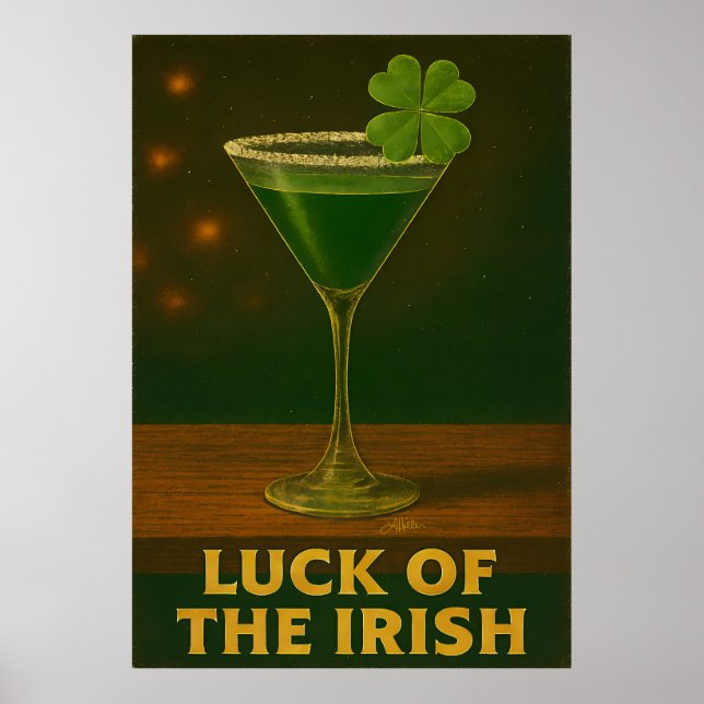 Poster St. Patrick's Day Luck Of The Irish Clover Martini (Devant)