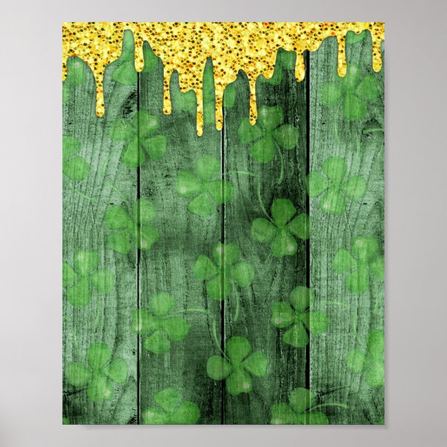 Poster St. Patrick's Day Shamrock Parties scintillant Gol (Devant)