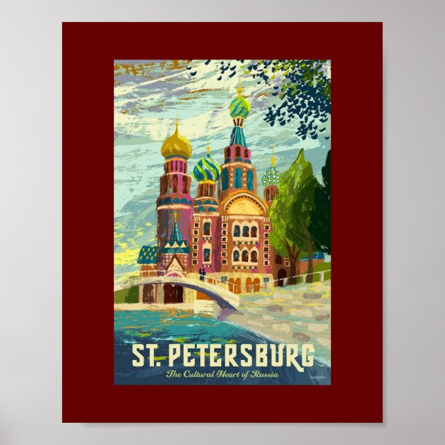 Poster St Pétersbourg Russie Vintage (Devant)