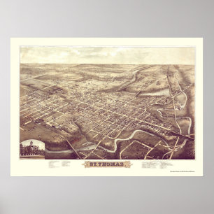 Poster St Thomas, DESSUS, carte panoramique du Canada -