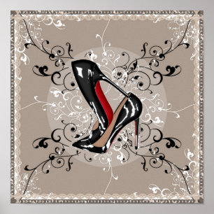 Poster STACKED red bottoms shoes SILK SCARF STYLE