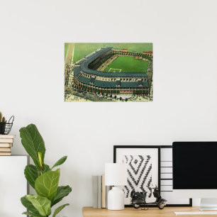 Poster Stade de baseball vintage, Vue aérienne