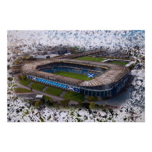 Poster Stade de rugby d'Édimbourg avec drapeau de l'Écoss