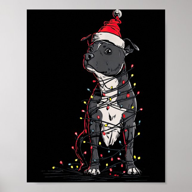 Poster Staffordshire Bull Terrier Christmas Graphics Dog  (Devant)