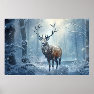 Poster Stag Deer Animal Faune Sauvage Art coloré