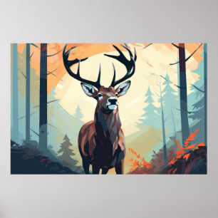 Poster Stag Deer Animal Jungle Nature sauvage