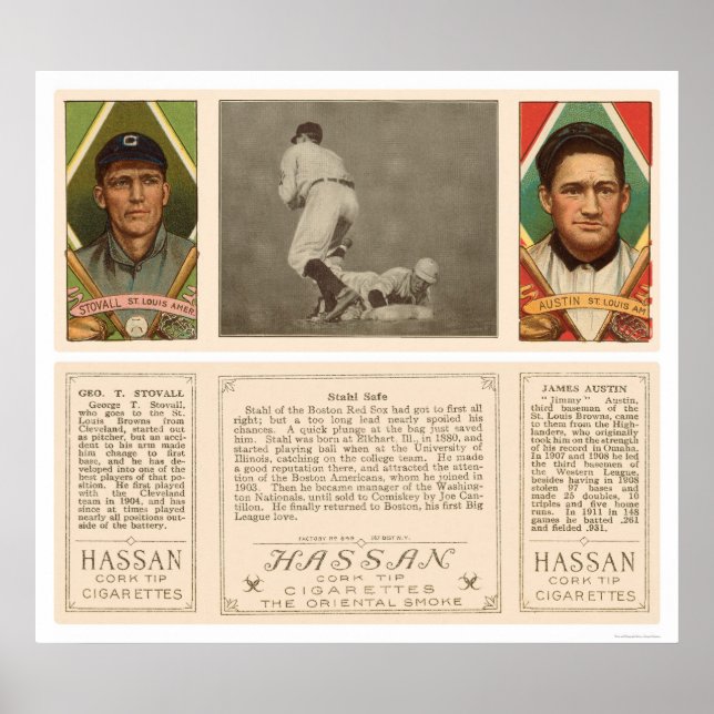 Poster Stahl Red Sox Browns Baseball 1912 (Devant)