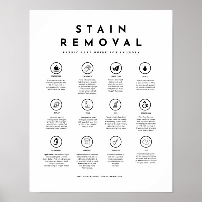 Poster Stain Remodage Lessivage Symboles Guide (Devant)