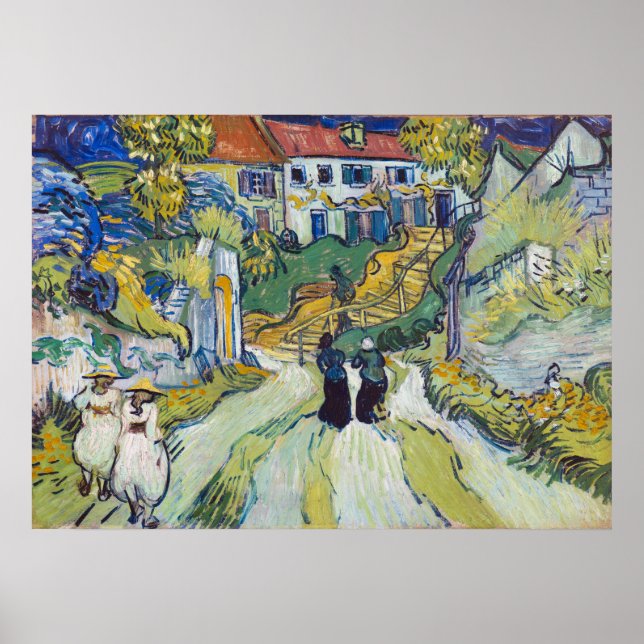 Poster Stairway at Auvers 1890 par Vincent van Gogh (Devant)