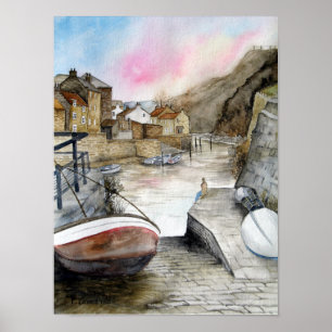 Poster Staithes, North Yorkshire, Angleterre Aquarelle