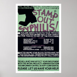 Poster Stamp Out Syphilis 1940 WPA