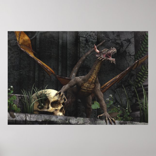 Poster Stand de crâne Dragon (Devant)