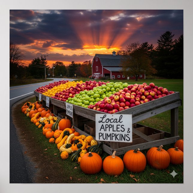 Poster Stand de ferme d'automne de la Nouvelle-Angleterre (Devant)