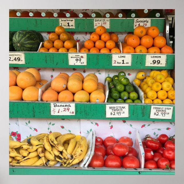 Poster Stand de fruits, Columbus Avenue, New York City, N (Devant)